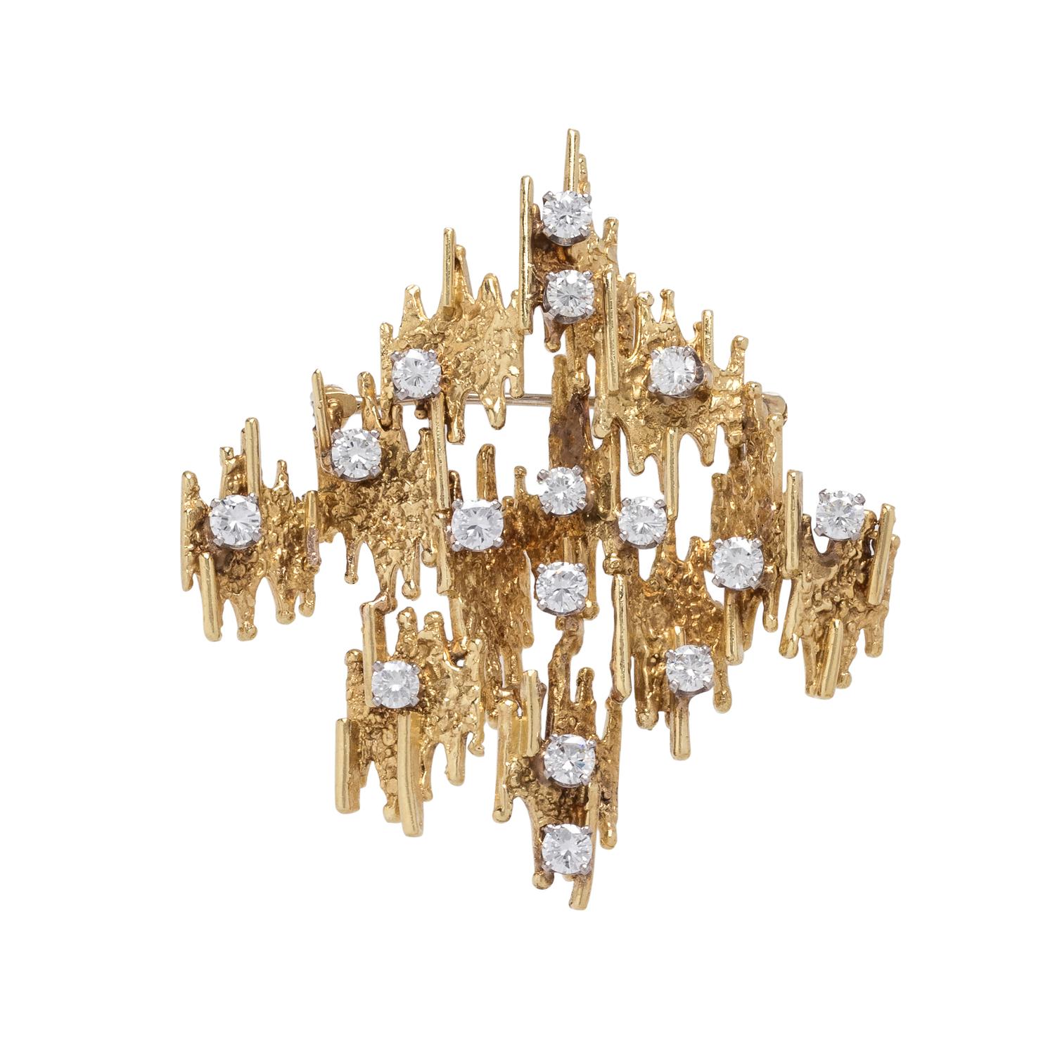 MODERNIST, YELLOW GOLD AND DIAMOND SET