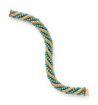 YELLOW GOLD AND TURQUOISE BRACELET
