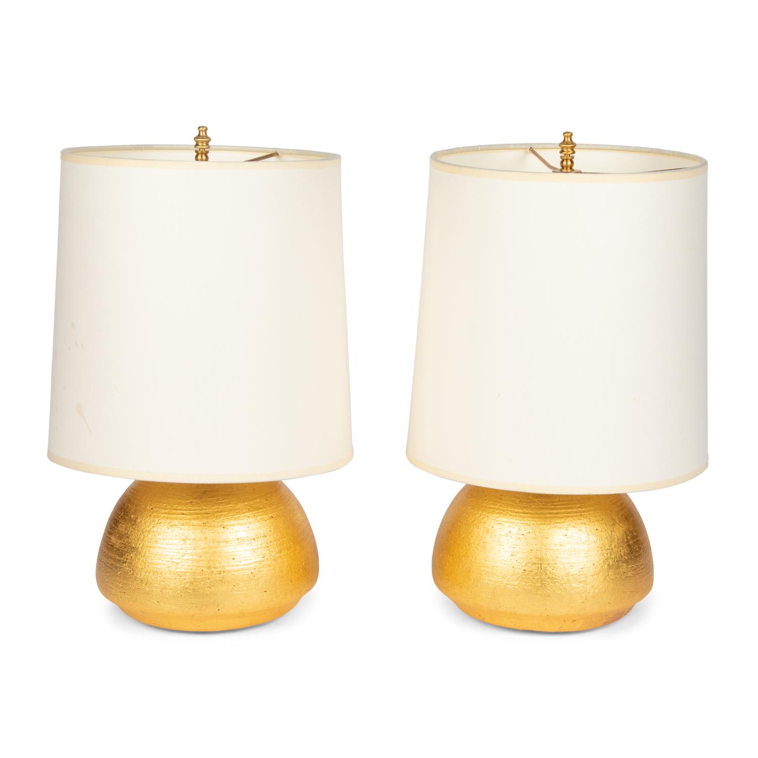 A Pair of Andrea Koeppel Gilded Ceramic Gumdrop Lamps