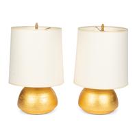 A Pair of Andrea Koeppel Gilded Ceramic Gumdrop Lamps