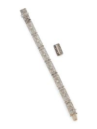 PLATINUM AND DIAMOND BRACELET AND ENHANCER