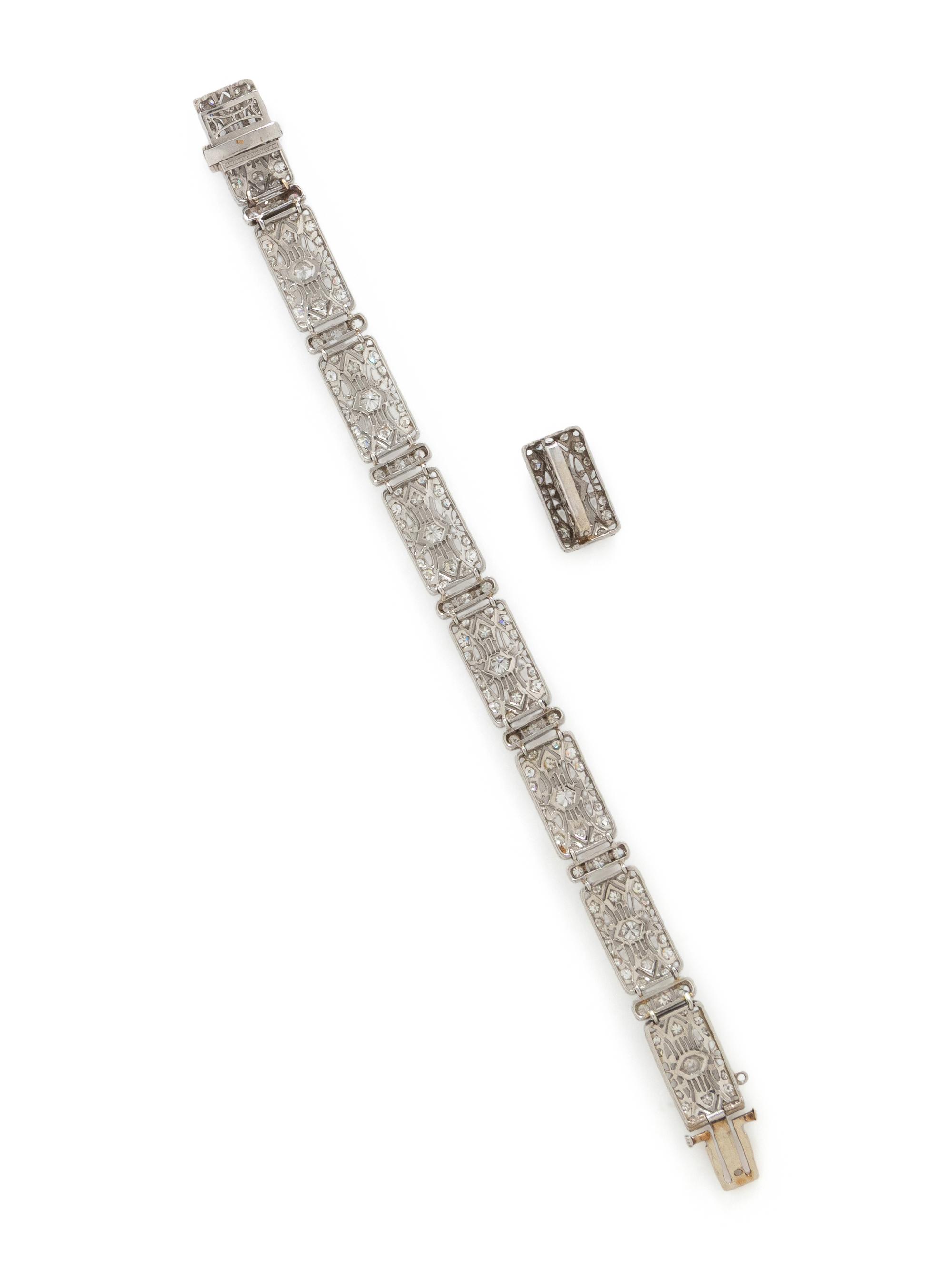 PLATINUM AND DIAMOND BRACELET AND ENHANCER