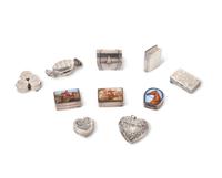 A Group of Ten Silver Pill Boxes