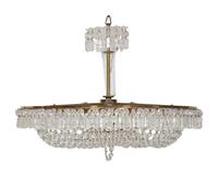An Empire Style Brass and Glass-Beaded Pendant Chandelier