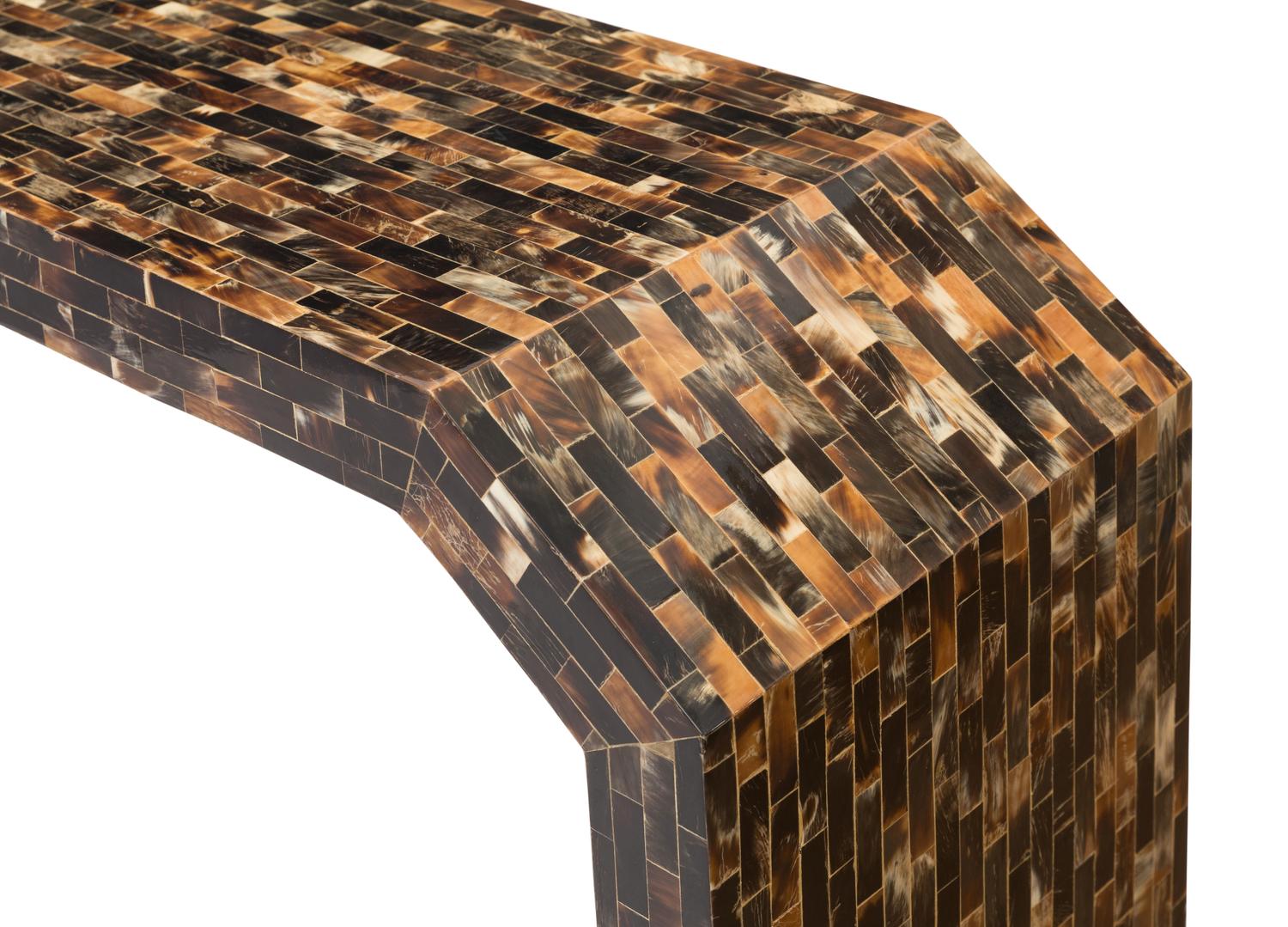 A Tessellated Horn Waterfall Console Table
