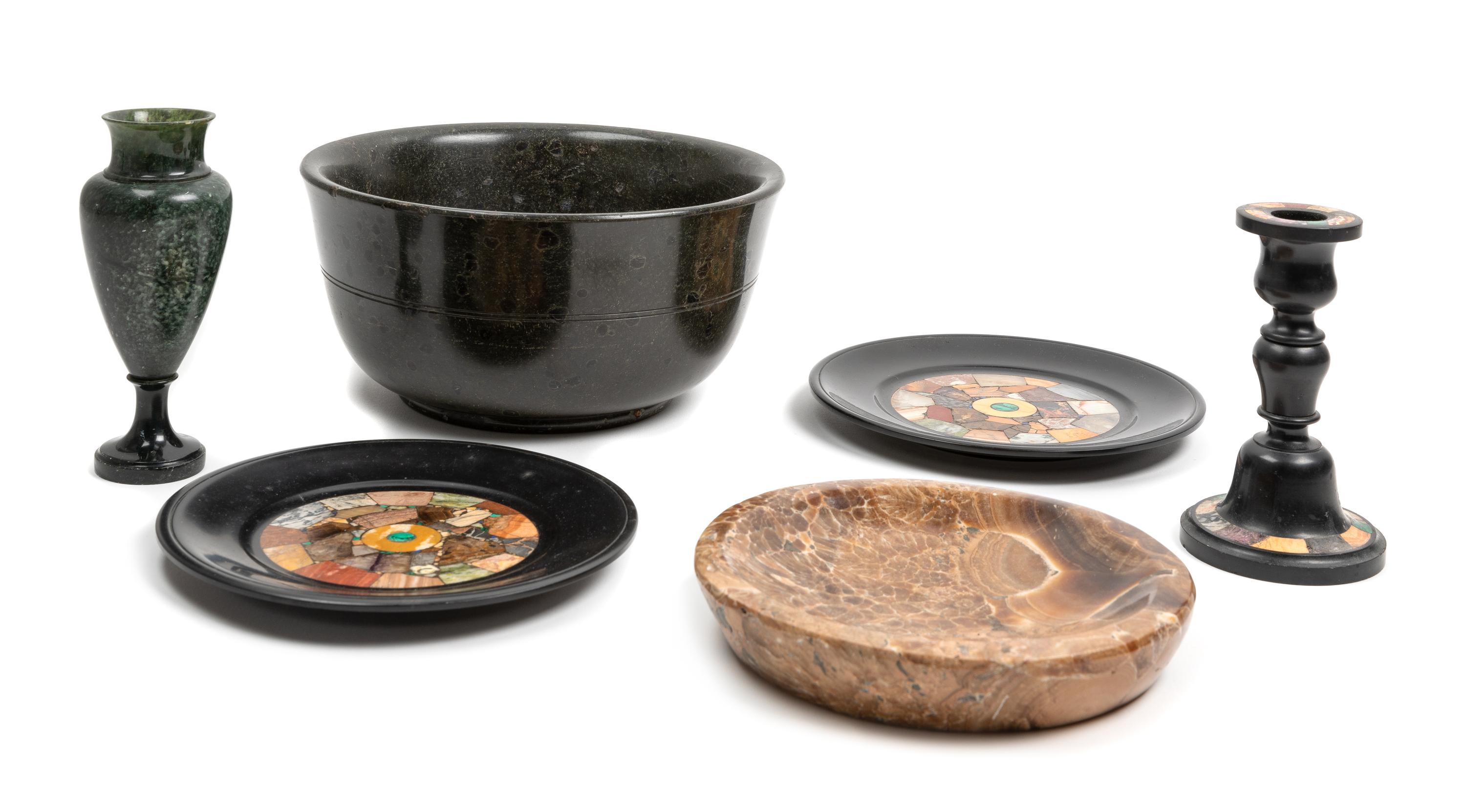 A Group of Decorative Articles Diameter of mineral bowl 9 1/2 inches. — 20TH CENTURY