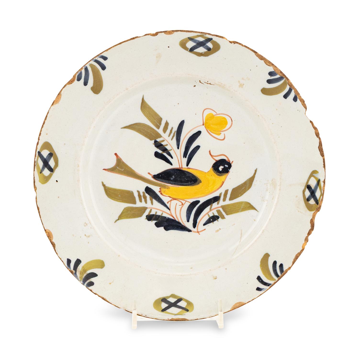 An English Delftware Polychrome Decorated Plate