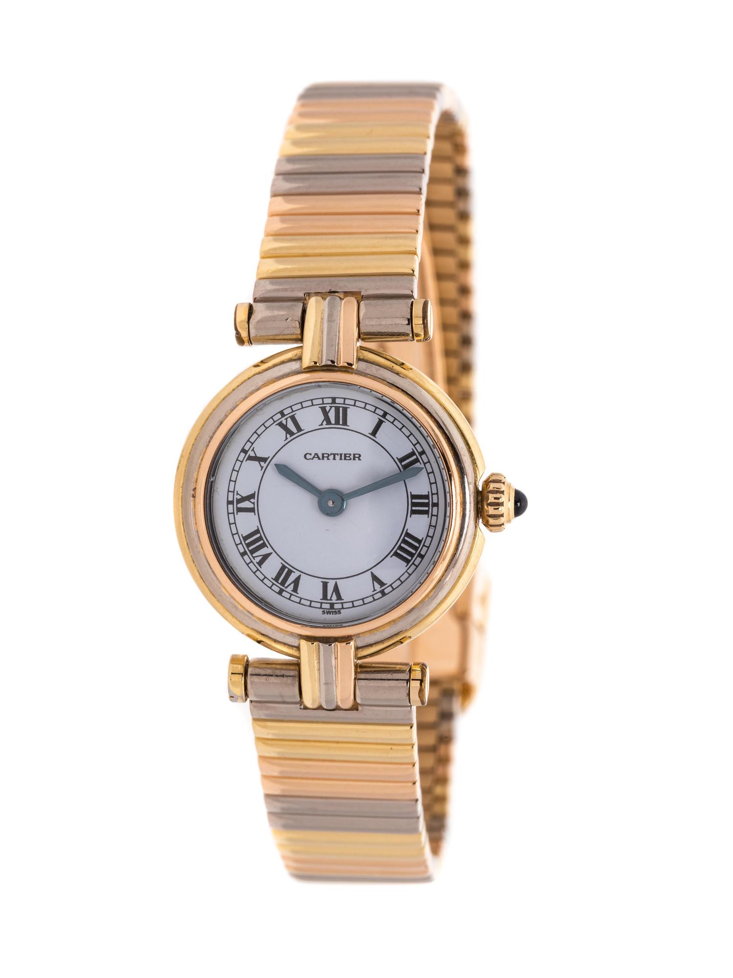 CARTIER, 18K TRICOLOR GOLD 'VENDOME' WRISTWATCH