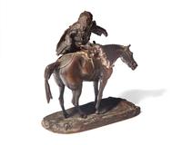 After Evgeni Alexandrovich Lanceray (Russian, 1848-1886), A Bronze Sculpture of a Soldier on Horseback