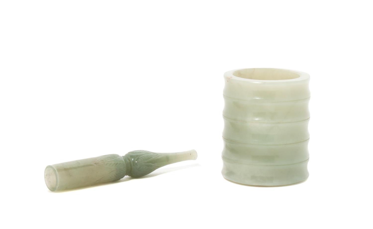 Two Jadeite Articles Height of first 3 inches.