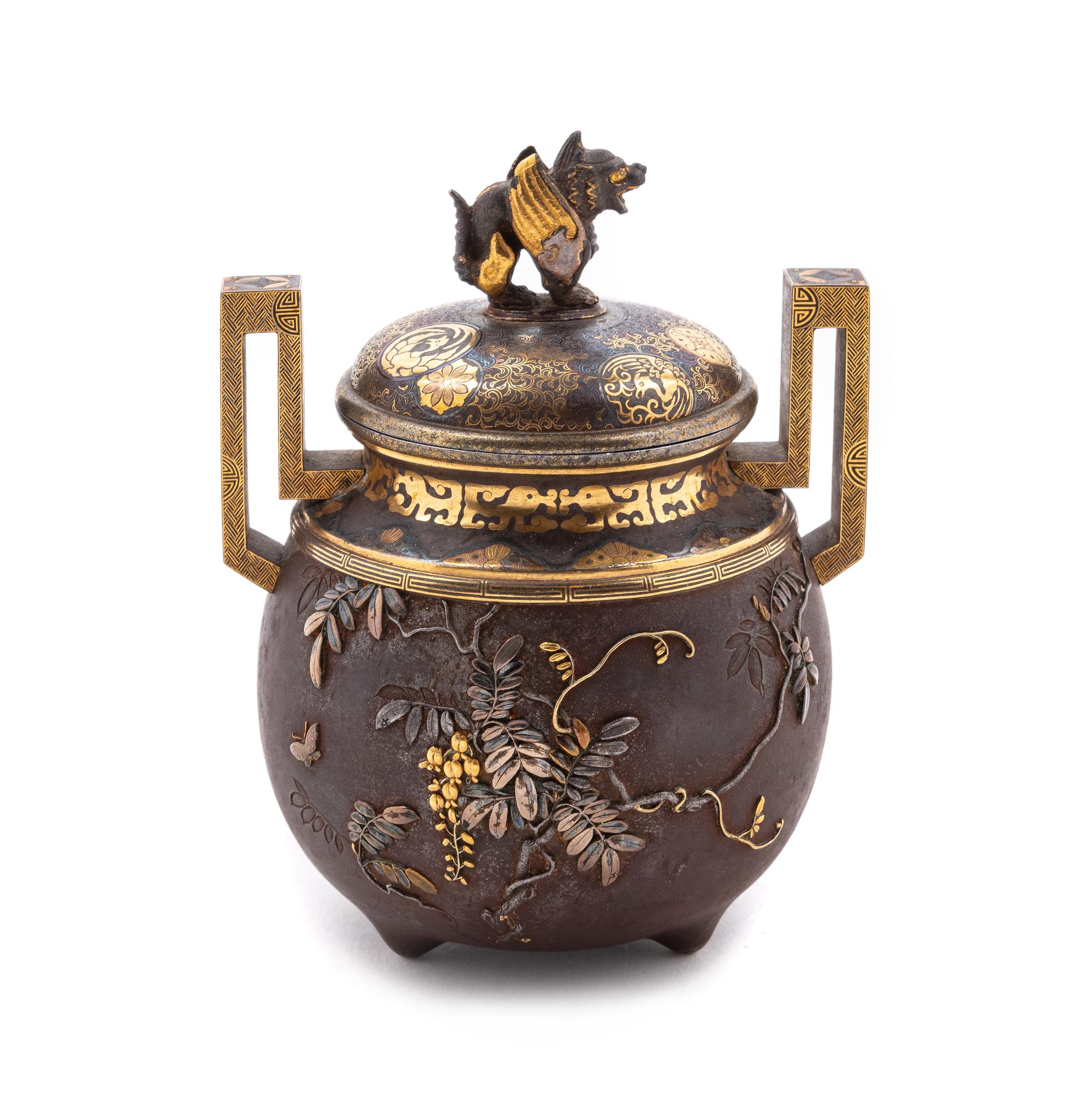 A Japanese Mixed-Metal Covered Incense Burner, Koro