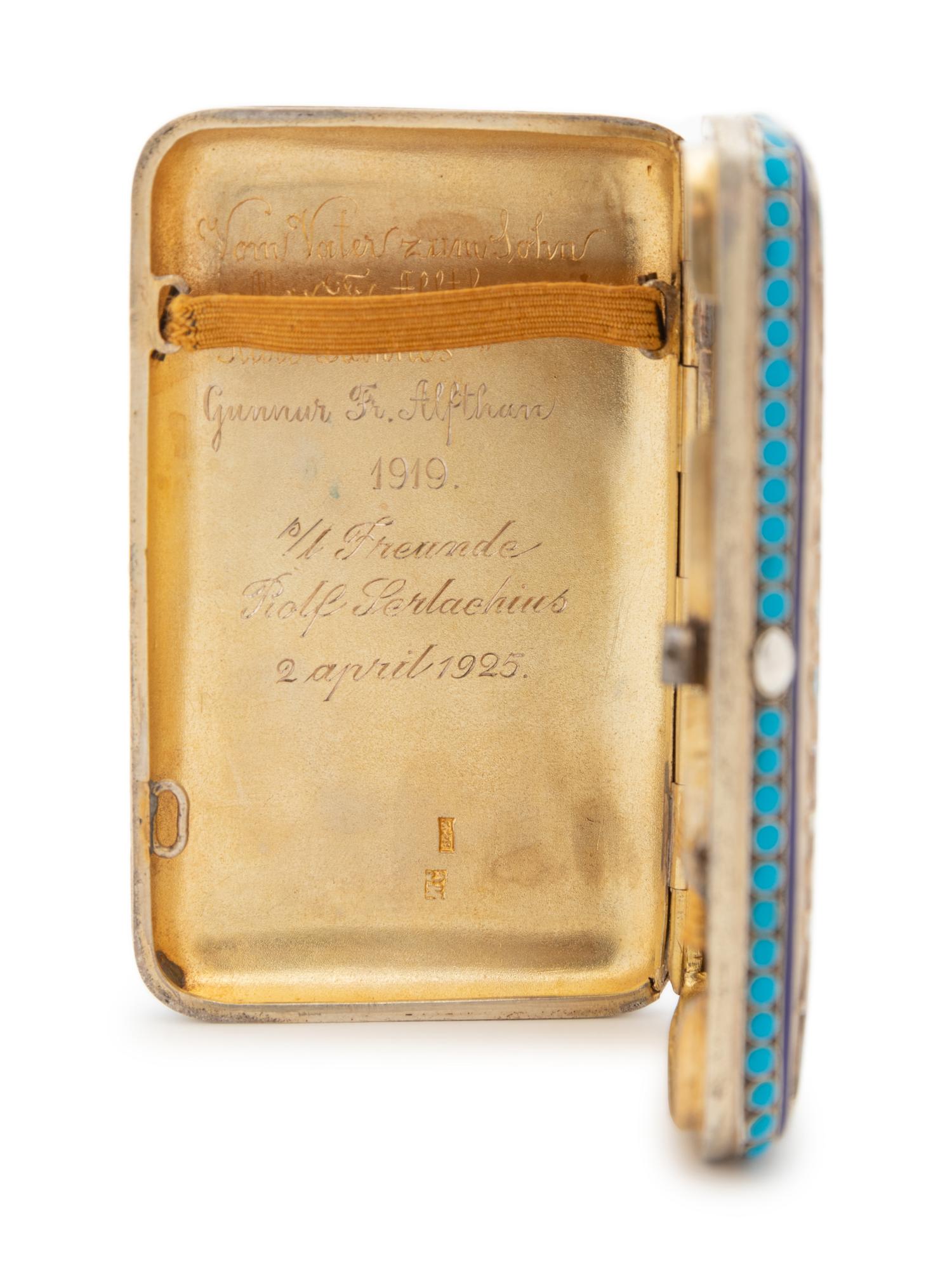 A Russian Silver-Gilt and Enameled Cigarette Case