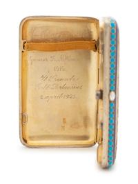 A Russian Silver-Gilt and Enameled Cigarette Case