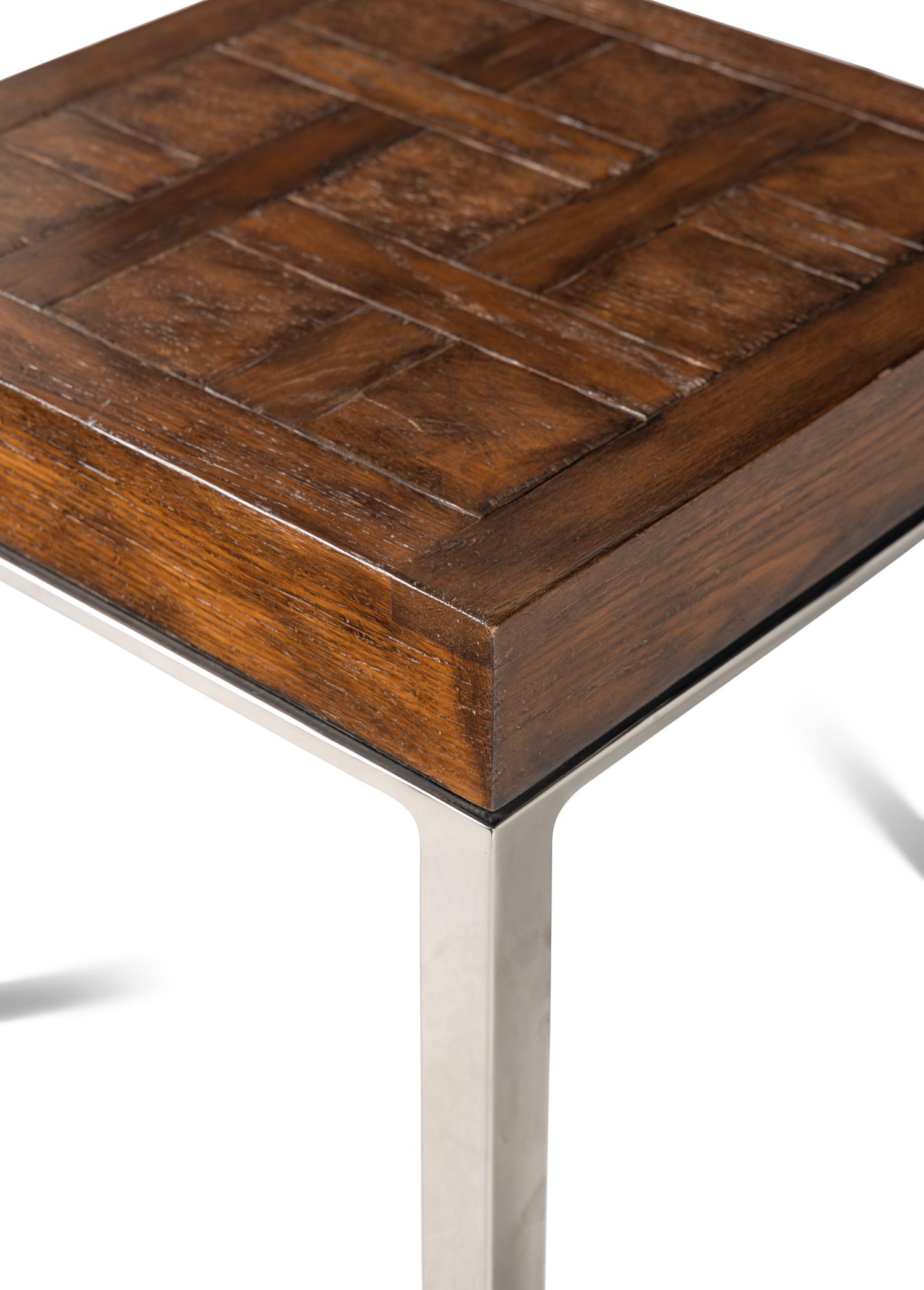 A Chrome and Oak Top Side Table