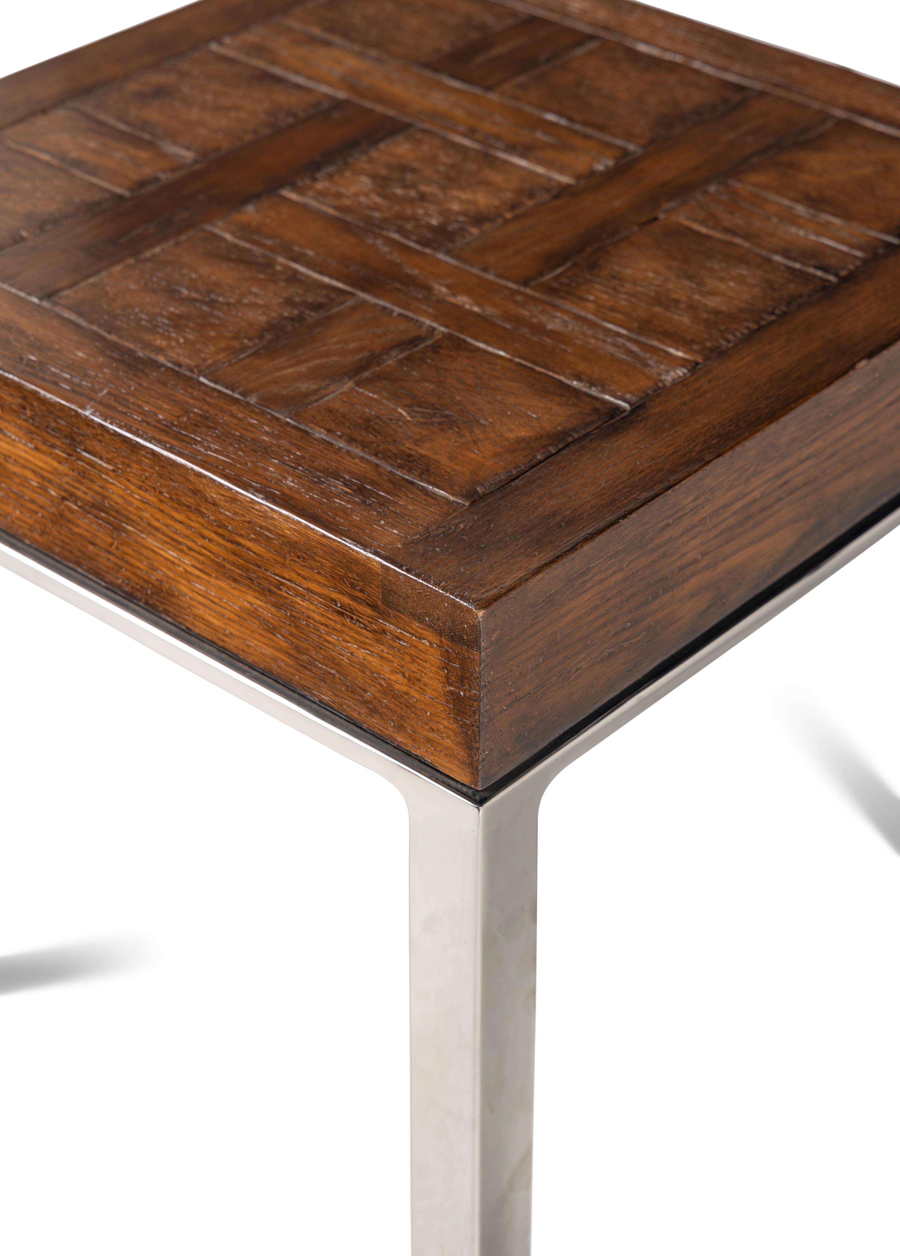 A Chrome and Oak Top Side Table