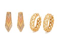 A Collection of Yellow Gold Earrings,