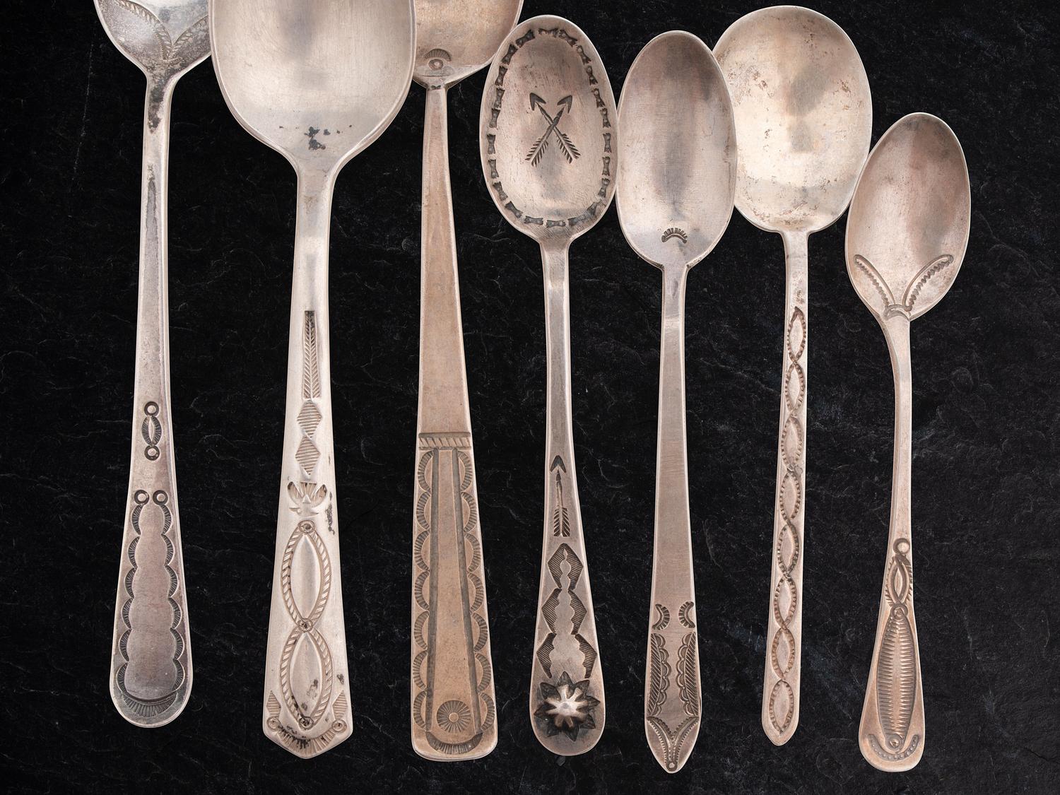 Navajo Stamped Silver Spoons and Forks