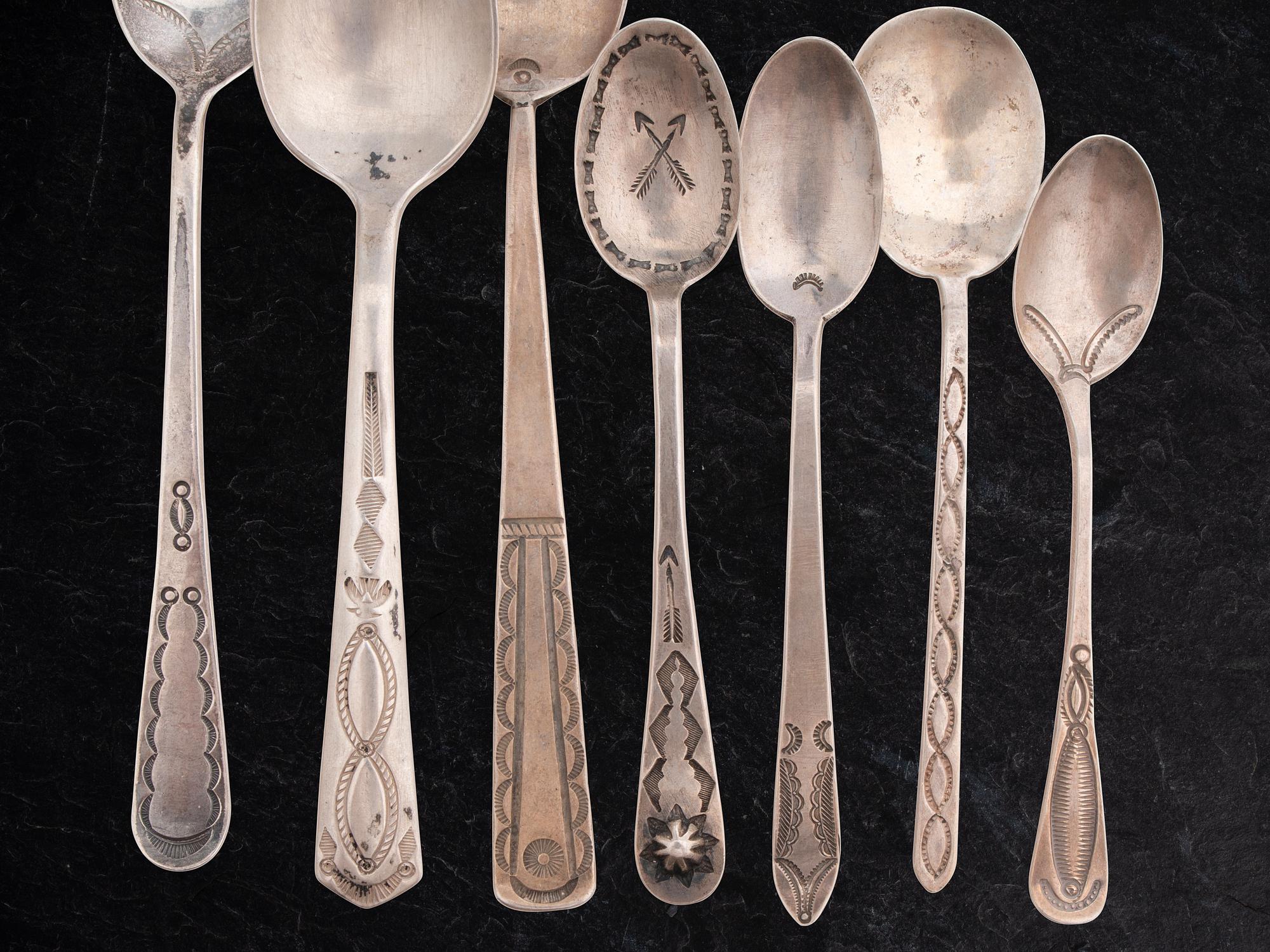 Navajo Stamped Silver Spoons and Forks
