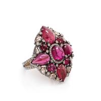 RUBELLITE TOURMALINE AND DIAMOND RING