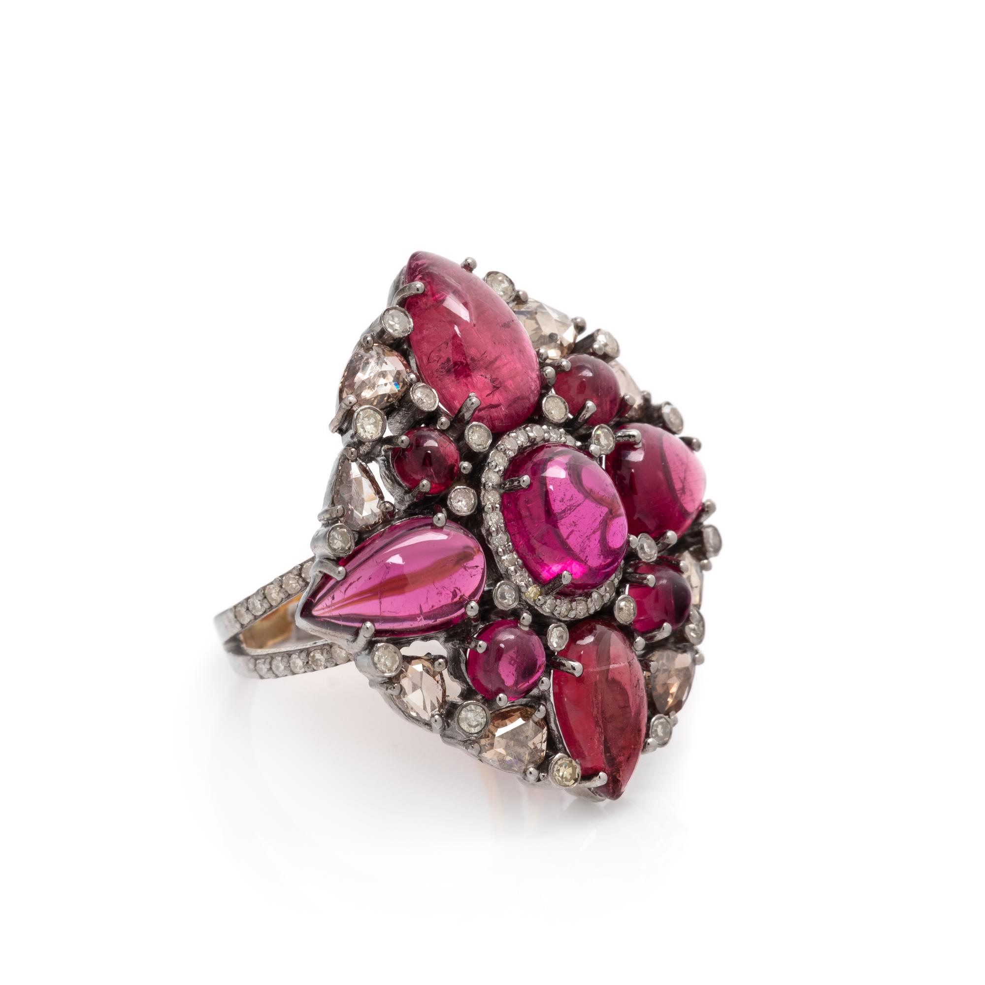 RUBELLITE TOURMALINE AND DIAMOND RING