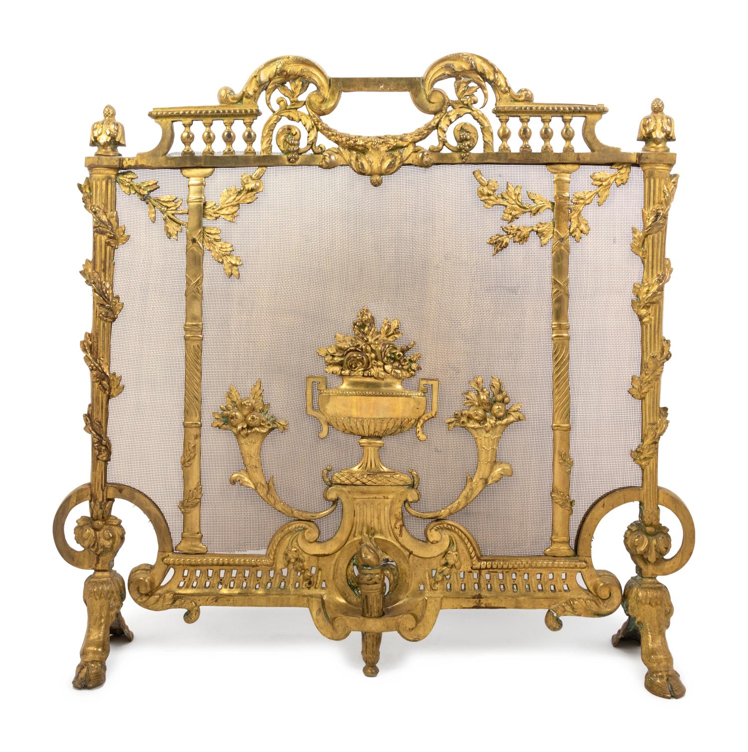 A Regency Style Gilt Bronze Firescreen