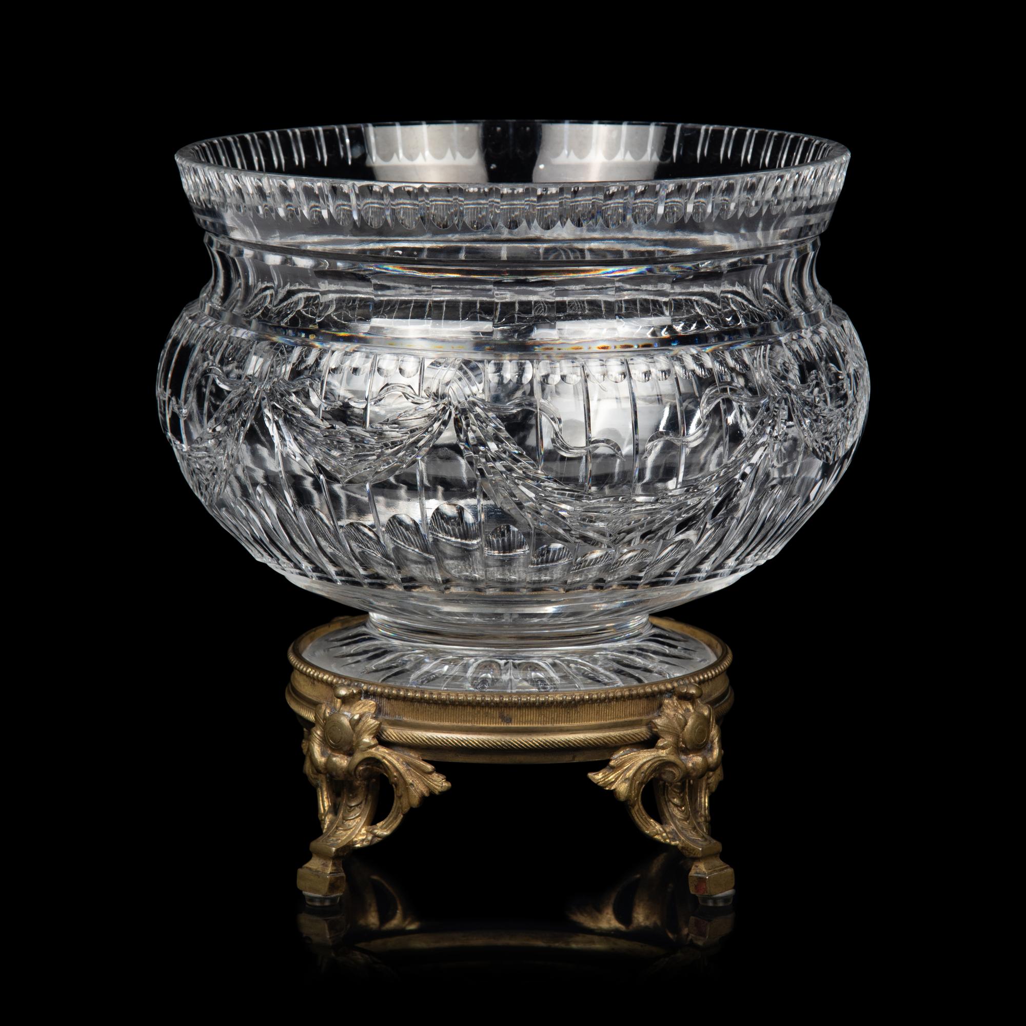 A Continental Gilt Bronze Mounted Cut Glass Centerpiece