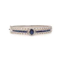 White Gold, Sapphire, and Diamond Bangle Bracelet