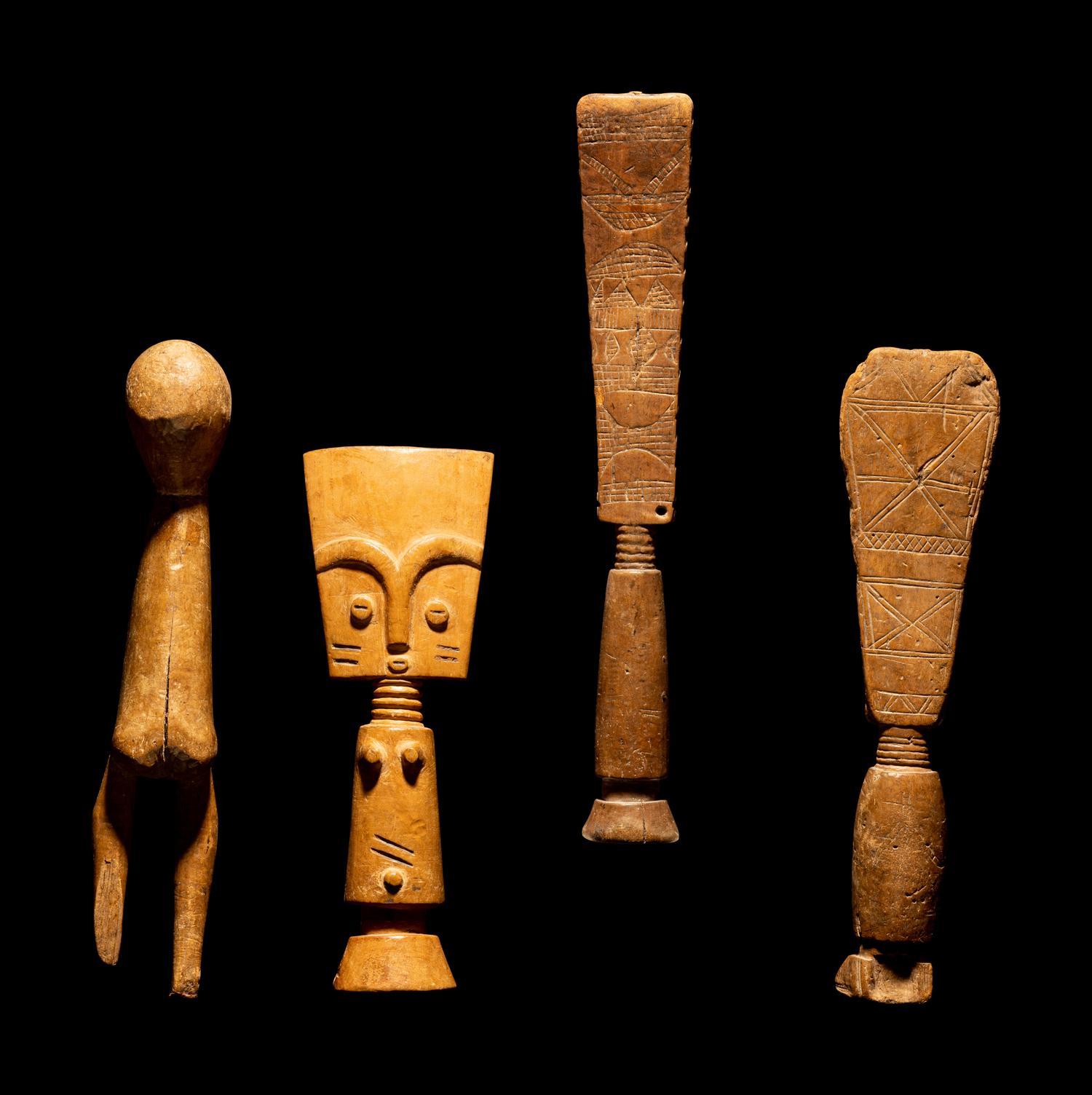 Four Ashanti Wood Fertility Dolls