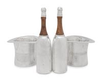 A Pair of Silver-Plate Champagne-Themed Cocktail Shakers and Ice Buckets
