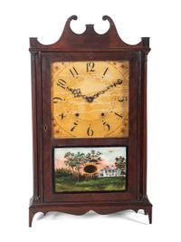 A Federal Reverse-Painted Glass Mantel Clock