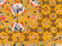 Two Yellow Ground Embroidered Silk Kang Cushion Covers