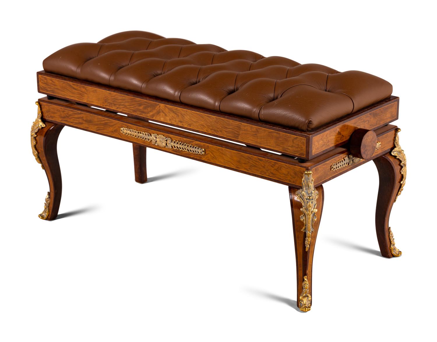 A Louis XV Style Gilt Metal Mounted Burlwood Piano