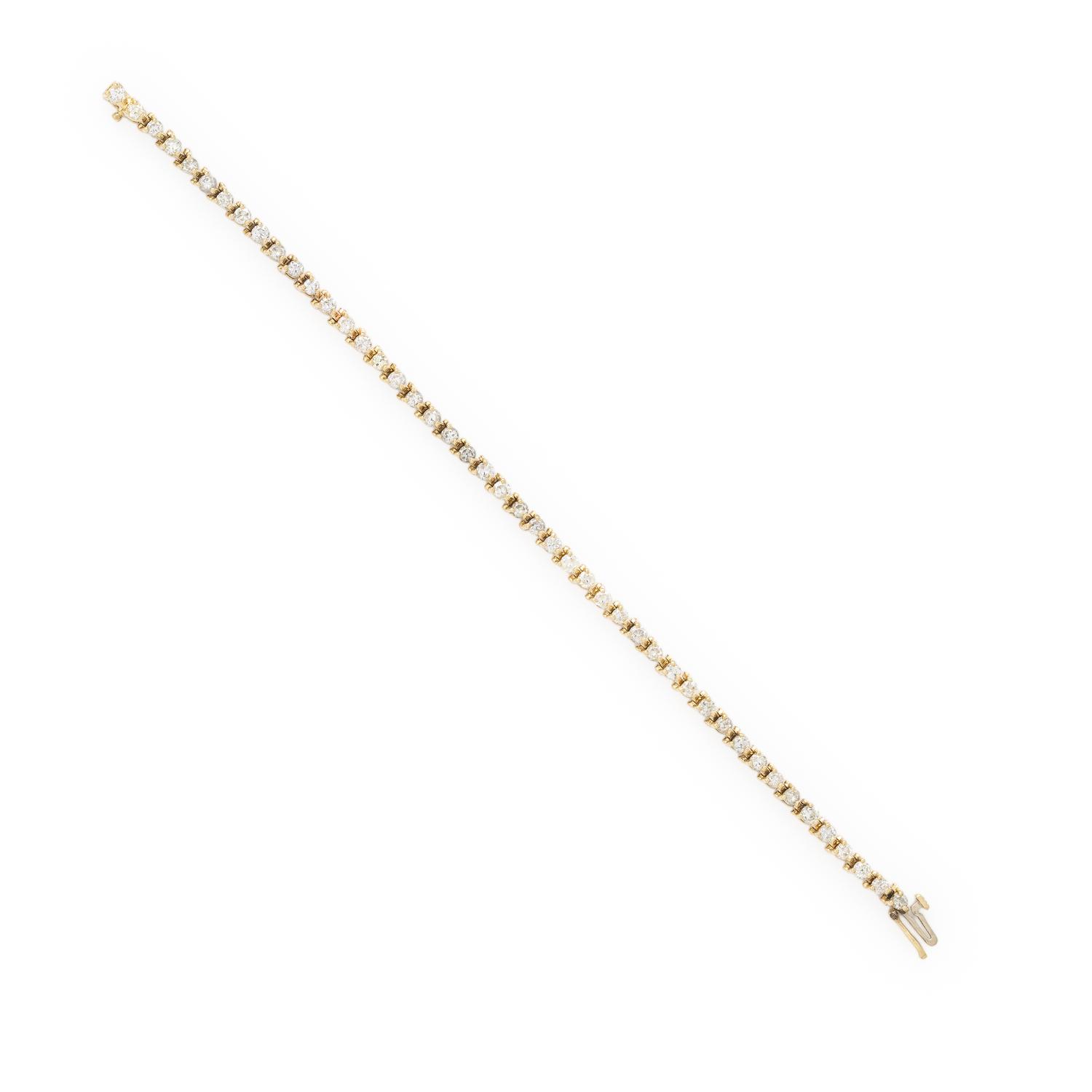 Diamond and Yellow Gold Line Bracelet