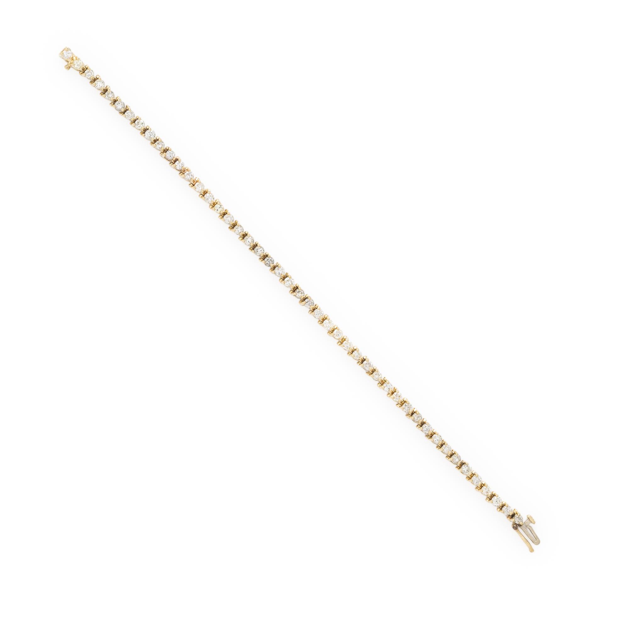 Diamond and Yellow Gold Line Bracelet
