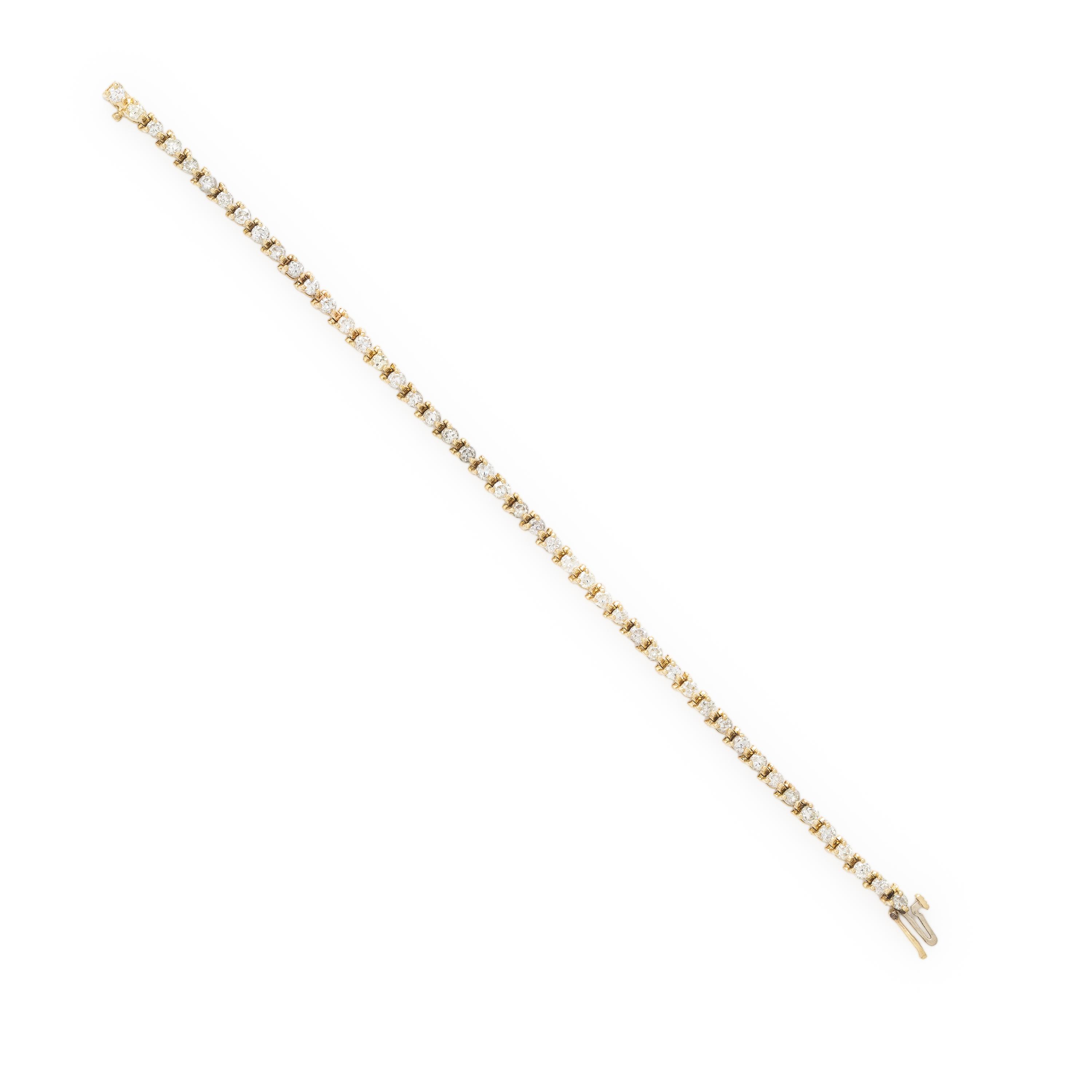 Diamond and Yellow Gold Line Bracelet