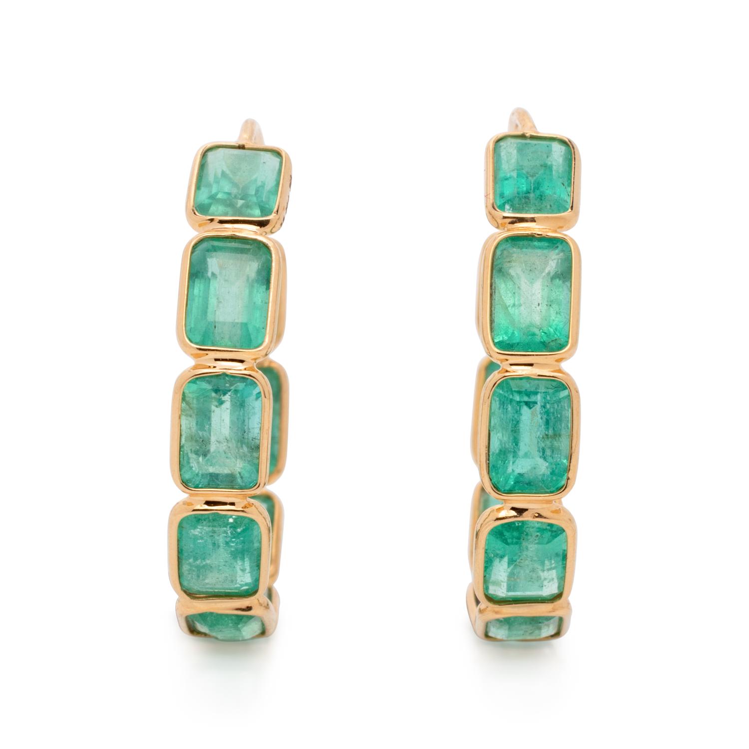 EMERALD HOOP EARRINGS