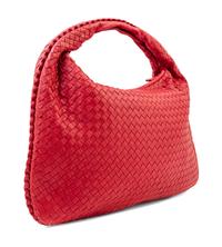 A Bottega Veneta Red Intrecciato Large Hobo Bag, 18" x 12" x 1.5"; Strap drop: 6".