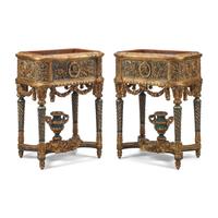 A Pair of Italian Neoclassical Style Painted and Parcel-Gilt Jardinières