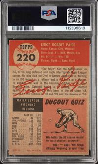 A 1953 Topps Satchel Paige Baseball Card No. 220 (PSA 3.5 VG+)