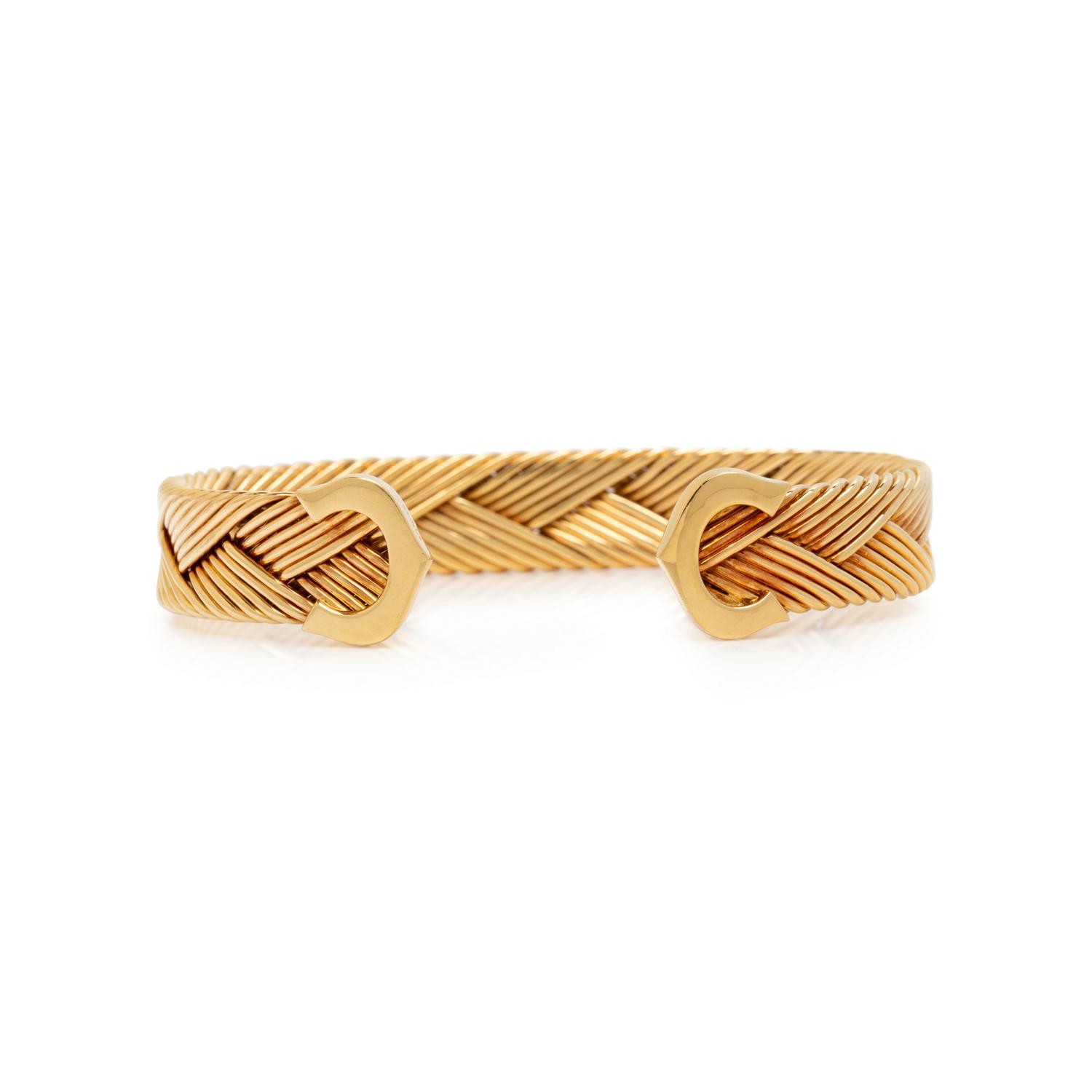 CARTIER, YELLOW GOLD 'C DE CARTIER' CUFF BRACELET