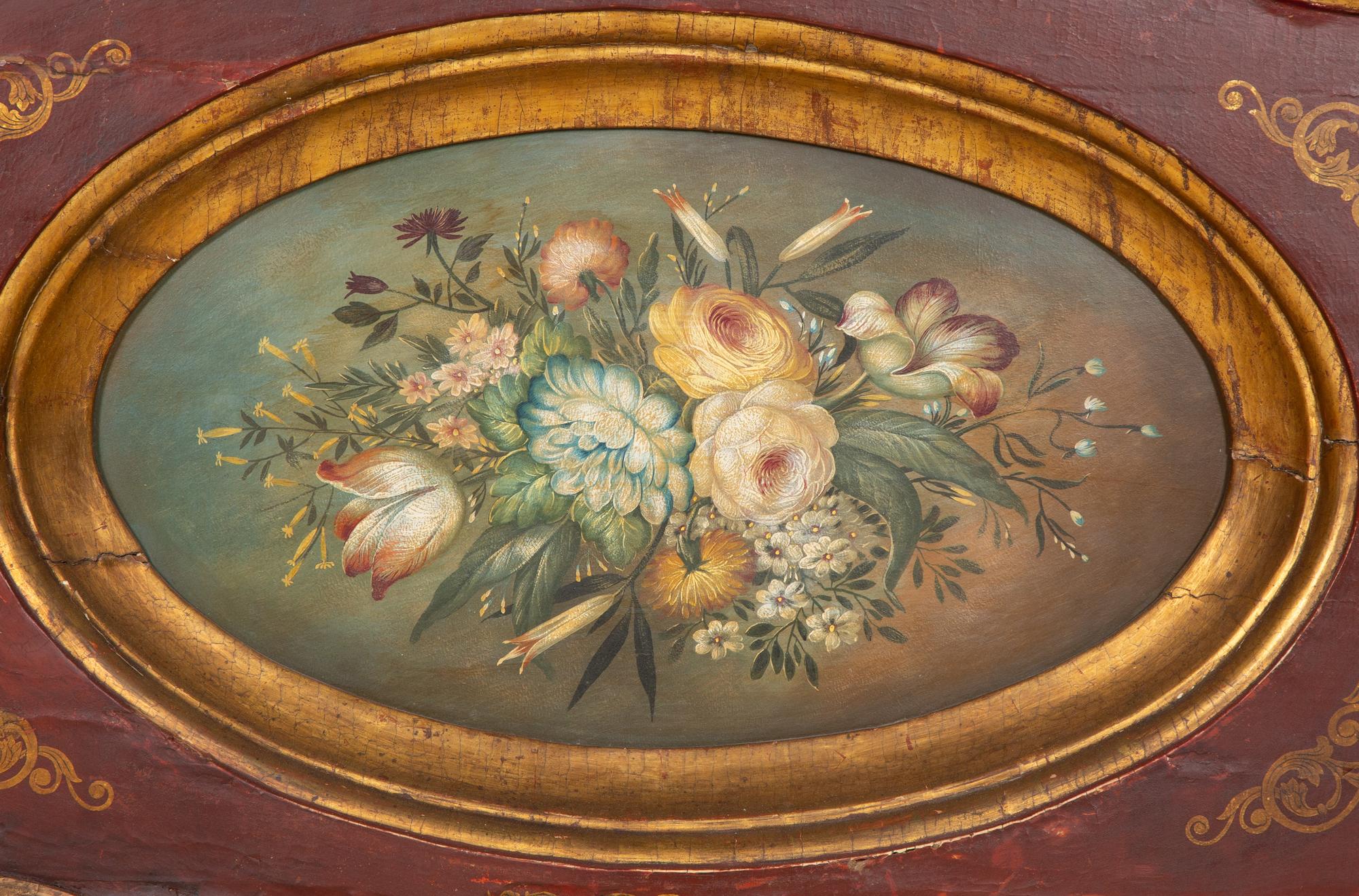 An Italian Rococo Style Painted and Parcel Gilt Headboard