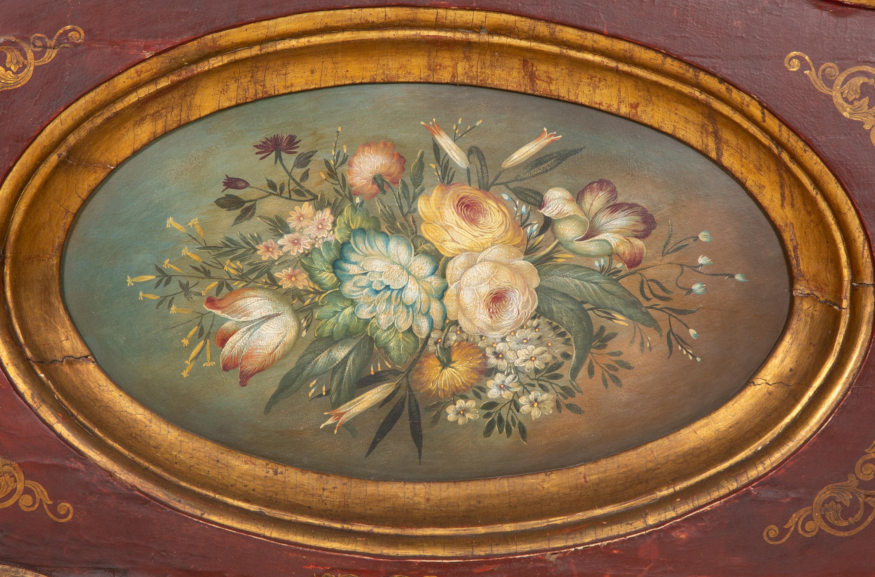 An Italian Rococo Style Painted and Parcel Gilt Headboard