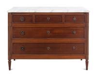A Louis XVI Style Mahogany Marble-Top Commode