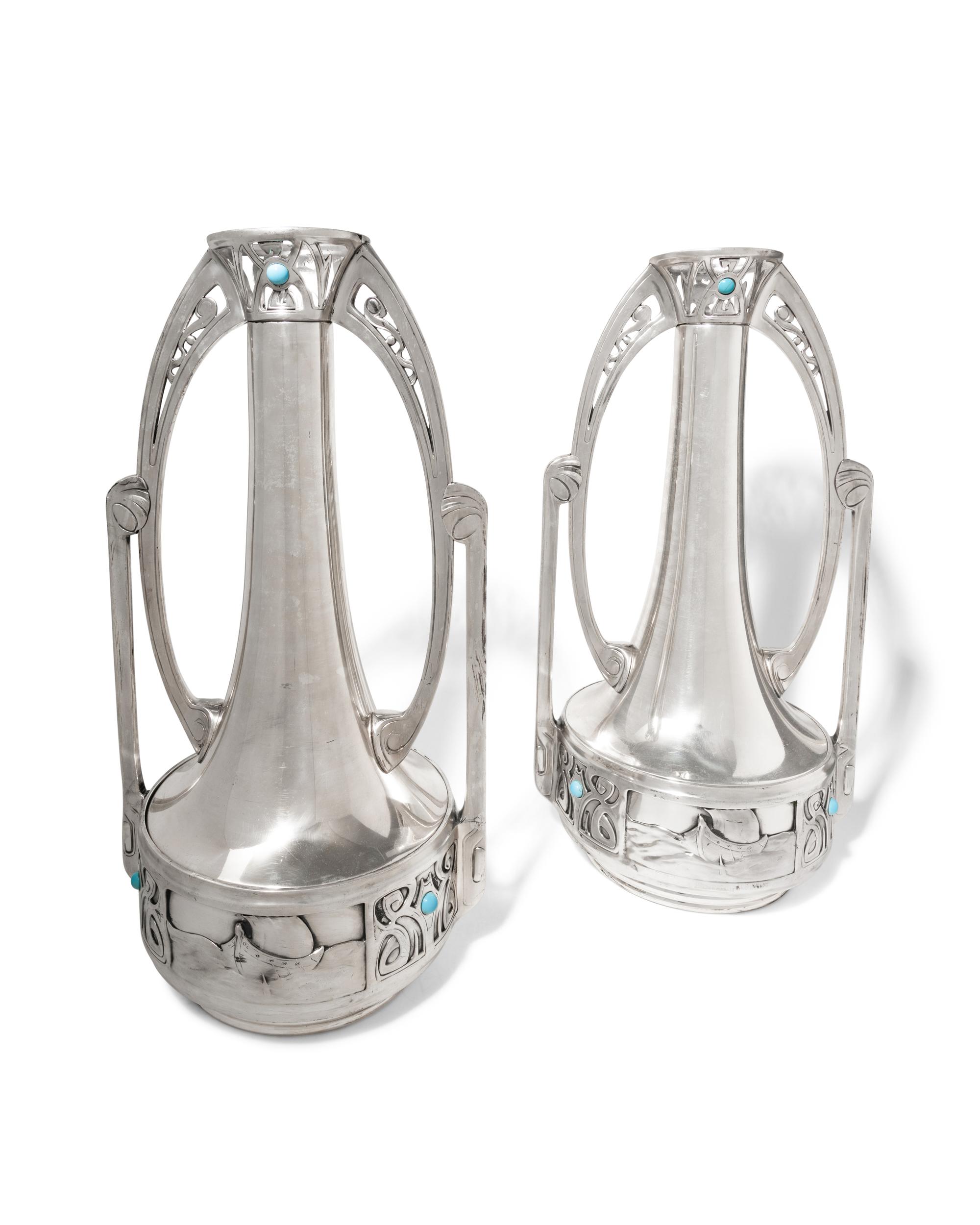 Pair of Silver Plate Vases