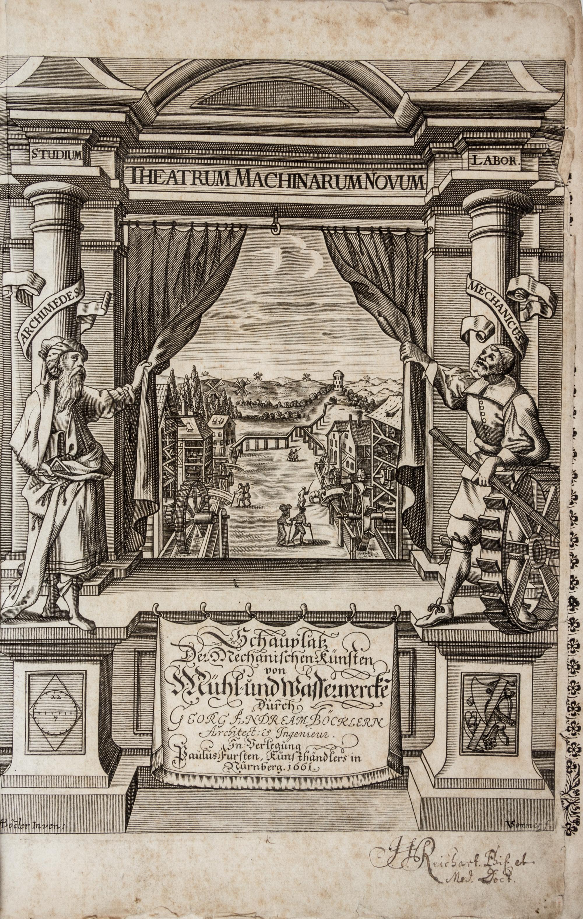 (ENGINEERING) BOCKLER, GEORGES ANDREAS. Theatrum machinarum novum. Nuremberg, 1673. Second edition.