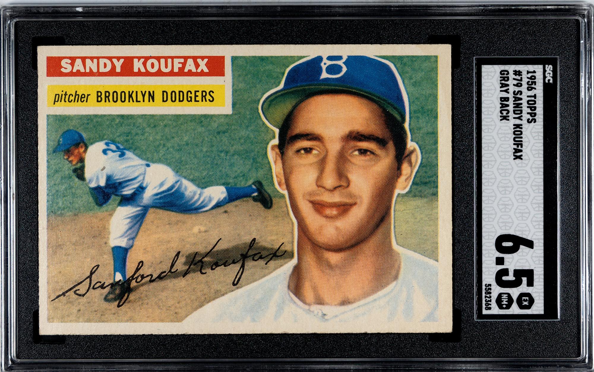 A 1956 Topps Sandy Koufax Gray Back Baseball Card No. 79 (SGC 6.5 EX/NM+)