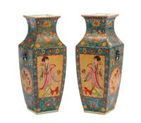 A Pair of Chinese Export Cloisonné on Porcelain Vases