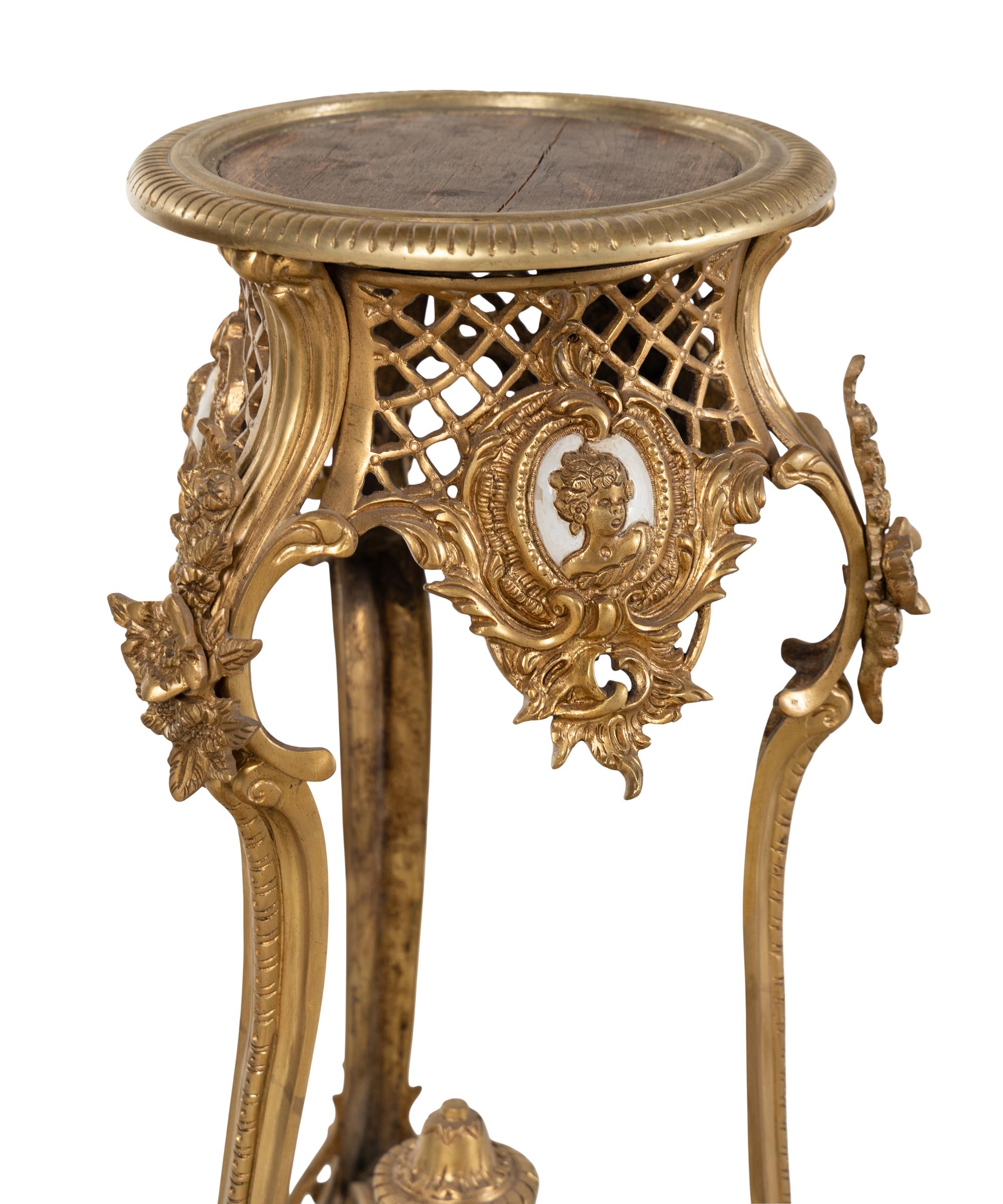 A Pair of Rococo Style Gilt Bronze Stands