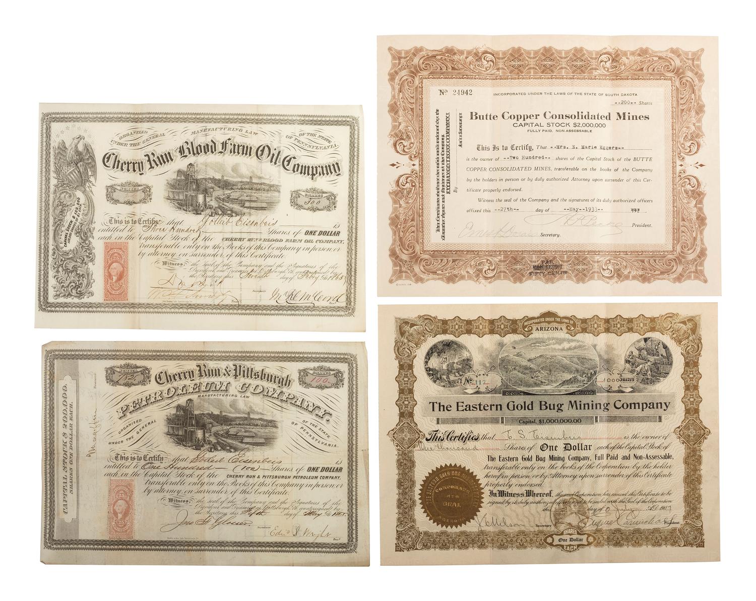 [WESTERN AMERICANA]. A group of 36 stock certificates for mining and petroleum companies.