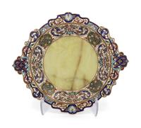 A Continental Onyx and Champlevé Plate
